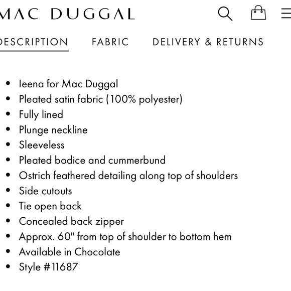 Mac Duggal Ieena pleated chocolate dress size 4 - Picture 3 of 6